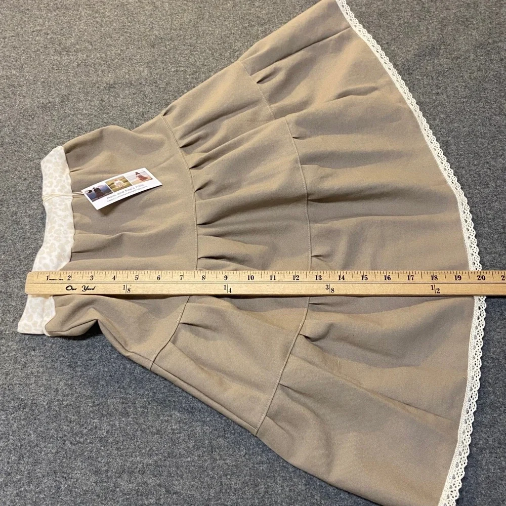 Girls Midi Mom and Pop's Kids Skirt Size 6 Brown Western Upcycled Cotton Twill